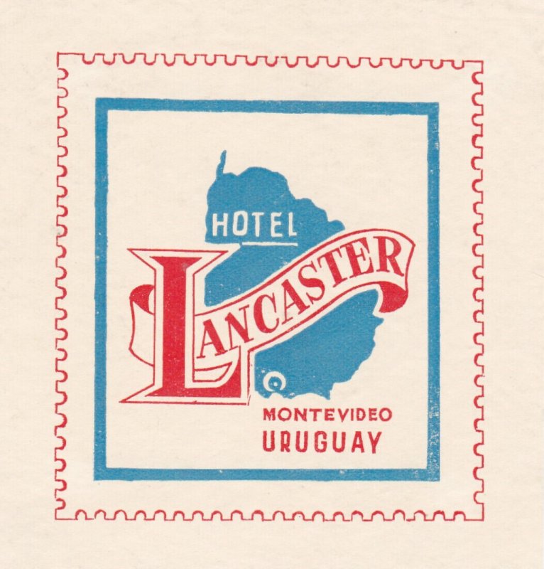 Uruguay Montevideo Hotel Lancaster Vintage Luggage Label sk2905