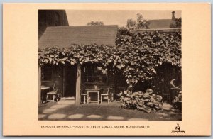 Vtg Salem Massachusetts MA Tea House Entrance House of Seven Gables Postcard