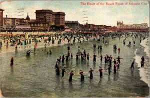 Playing Games in the Surf, Atlantic City NJ c1909 Vintage Postcard F06