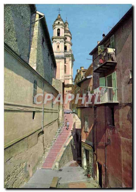 Modern Postcard The French Riviera Menton Old Town picturesque streets the Ch...