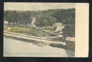 MAMMOTH SPRINGS ARKANSAS US. FISH HATCHERIES VINTAGE HANDCOLORED POSTCARD