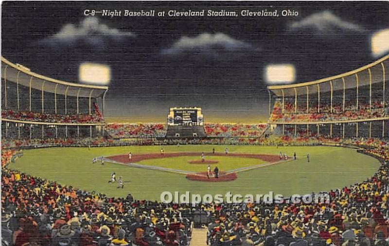 Night Baseball at Cleveland Stadium Cleveland, Ohio, OH, USA Stadium Unused 