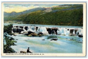 1920 Sandstone Falls New River Mountain Rocks Near Hinton West Virginia Postcard