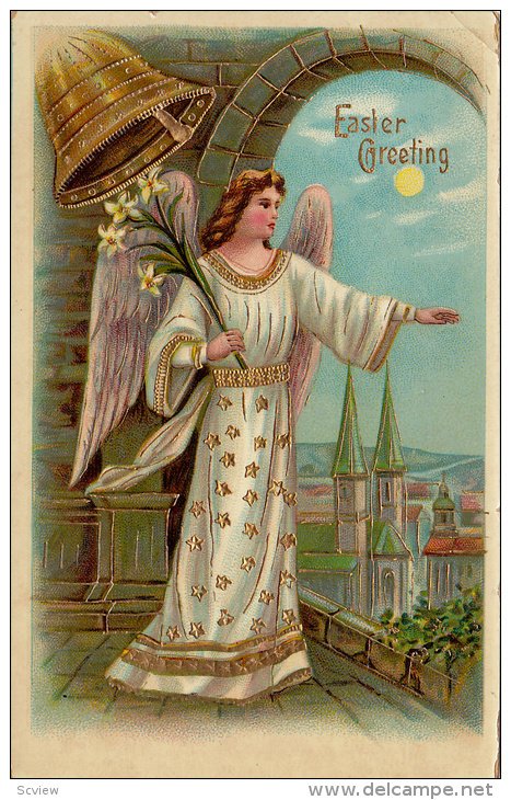 Angel Holding Flowers , Easter Greeting , 00-10s #3