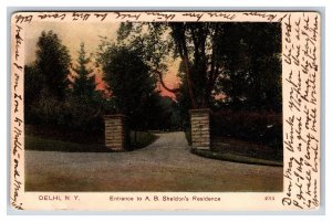 Entrance To A B Sheldon Residence Delhi New York NY UDB Postcard U2