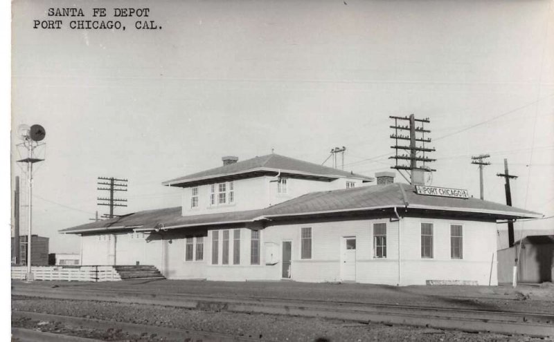 Port Chicago California Santa Fe Depot Train Station Real Photo Postcard AA34440