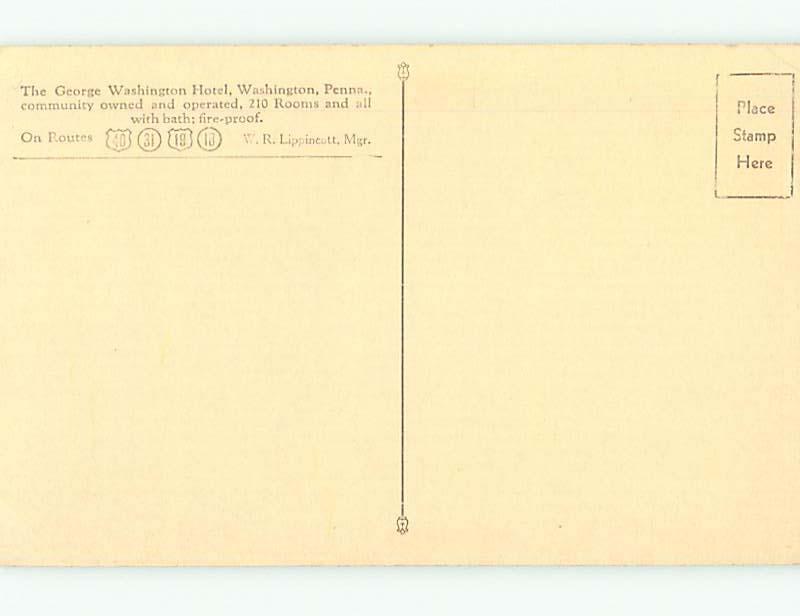 Unused Linen-Like PIONEER GRILL RESTAURANT Washington Pennsylvania PA u9815
