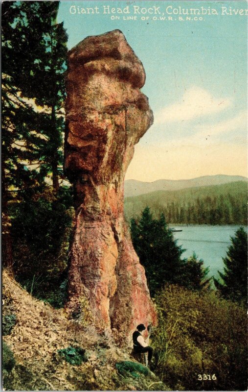 Giant Head Rock Columbia River Antique Postcard UNP VTG Unused Vintage 