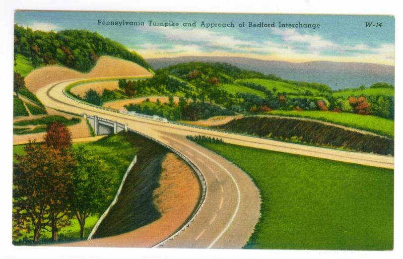 Pennsylvania Turnpike & Approach of Bedford Interchange unused linen PPC