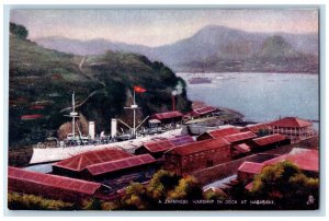 c1910 Japanese Warship in Dock Nagasaki Kyushu Japan Oilette Tuck Art Postcard