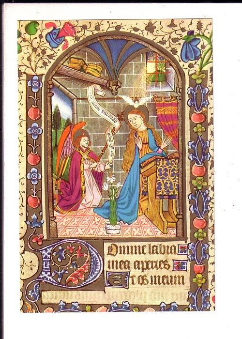 Christmas Greetings, Angel, Illuminated Manuscript, 1950 - 60's