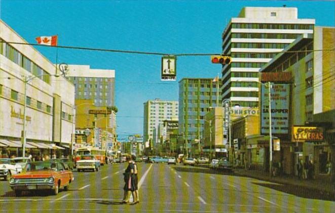 Canada Edmonton Looking East On Jasper Avenue