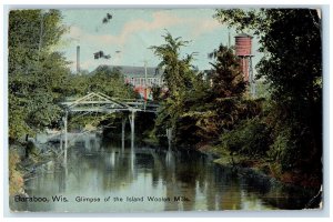 1910 Glimpse Of The Island Woolen Mills Baraboo Wisconsin WI Posted Postcard