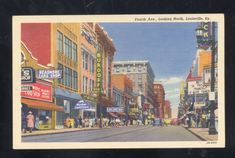 LOUISVILLE KENTUCKY KY. DOWNTOWN FOUTH AVE. STREET SCENE VINTAGE POSTCARD