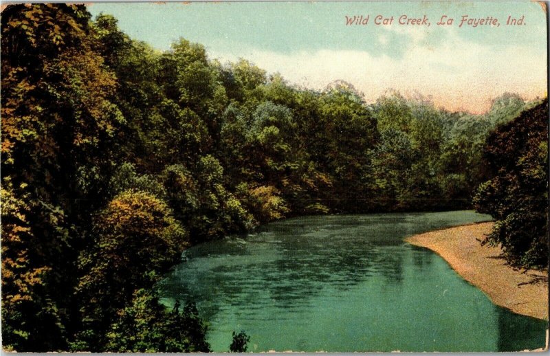 View Overlooking Wild Cat Creek, Lafayette IN Vintage Postcard W31