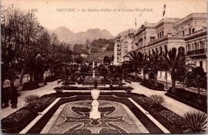 Vtg France Menton Le Jardin Public at la Casino Municipal 1910s Postcard