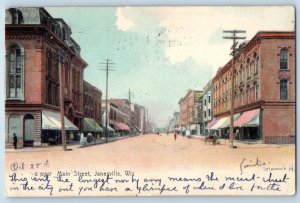 Janesville Wisconsin Postcard Main Street Building Busy Day 1906 Vintage Antique
