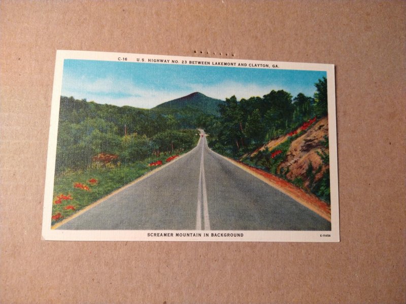 1940's US Highway #23, Lakemont- Clayton, GA Screamer Mountain Linen Pos...