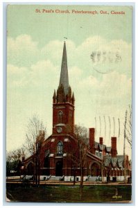 1913 St. Paul's Church Peterborough Ontario Canada Posted Antique Postcard