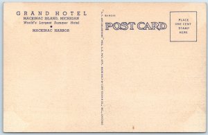 1938 Mackinac Island, Mich Harbor Grand Hotel Sharp Color MI Linen PC Teich A217