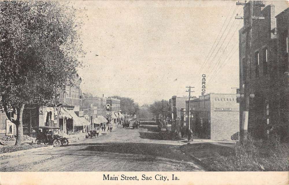 Sac City Iowa Main Street Scene Historic Bldgs Antique Postcard K66199