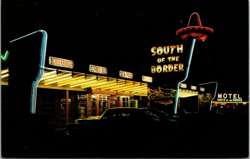 South Carolina SC South of the Border Night Pedro Postcard Old Vintage Card View 