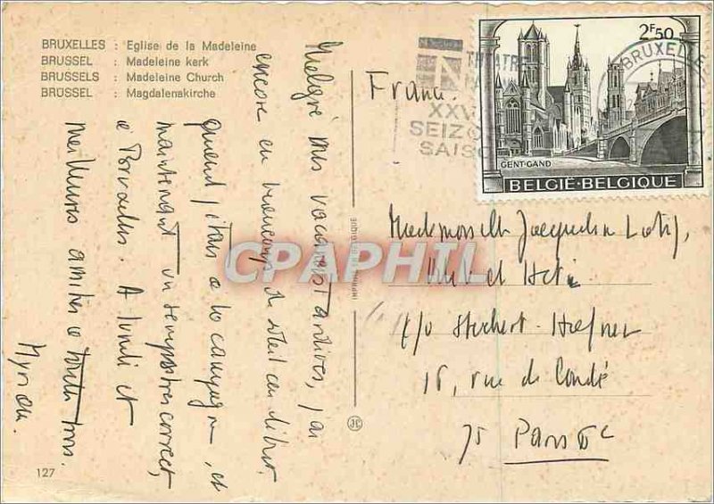 Postcard Modern Brussels Madeleine Church