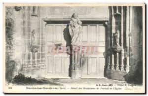 Old Postcard Baume les Messieurs Detail sculptures of the portal of & # 39eglise