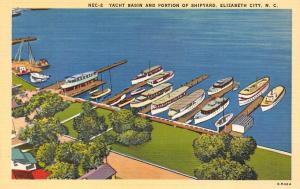 ELIZABETH CITY, NC  North Carolina YACHT BASIN & SHIPYARD c1940's Linen Postcard