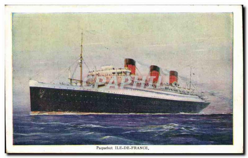 Postcard Old Boat Ile de France Transatlantic French Line Ship