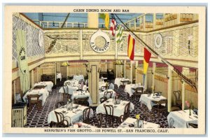 c1940 Cabin Dining Room Bar Bernstein Fish Grotto San Francisco Calif Postcard