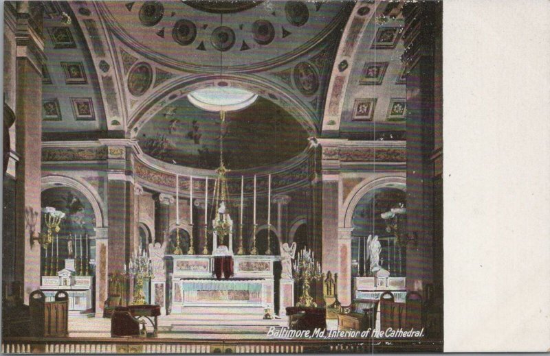 Postcard Interior of Cathedral Baltimore MD