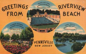 Vintage Postcard Greetings From Riverview Beach & Flower Garden Pennsville NJ