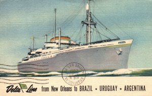Vintage Postcard 1952 Delta Line From New Orleans To Brazil Uruguay Argentina
