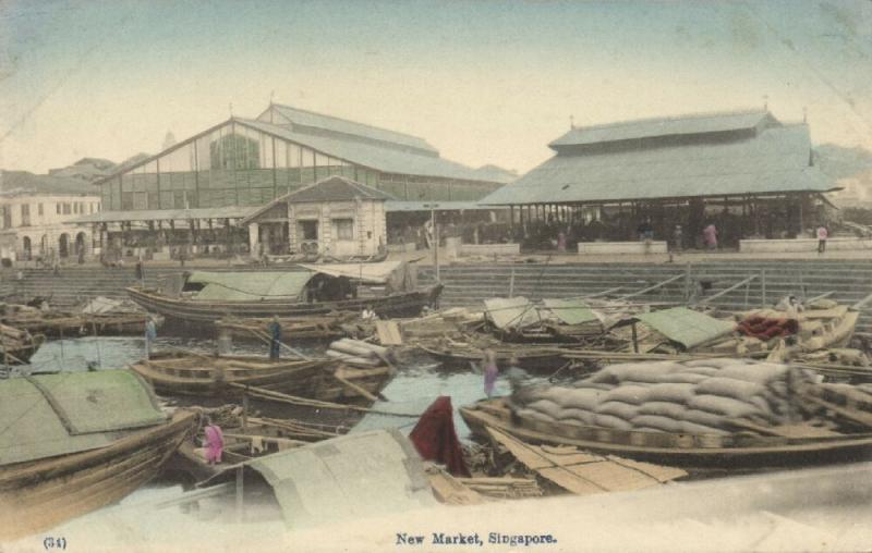 singapore, New Market, Native Boats (1910s)