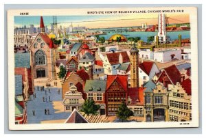 Vintage 1933 Postcard Aerial View of the Belgian Village Chicago World's Fair