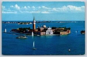 Foreign~Air View Island of San Giorgio Maggiore Italy~Vintage Postcard