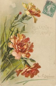 Beautiful flowers, by Caytherine Klein Old vintage American Greetings postcard