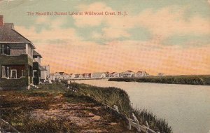 Postcard Sunset Lake WIldwood Crest NJ