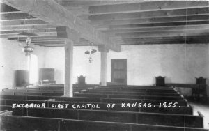 F43/ Pawnee Kansas RPPC Postcard c1920s Interior First Capitol Building
