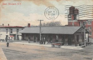 Railroad Depot BROCKPORT, NEW YORK Monroe County 1908 Vallejo Antique Postcard