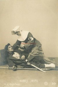 Military, Bonnes Souers, Good Sisters, Red Cross Ambulance, RPPC