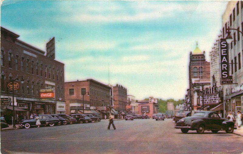 Autos Colorpicture NASHUA NEW HAMPSHIRE 1940s Theatre Marquee Main postcard 5193