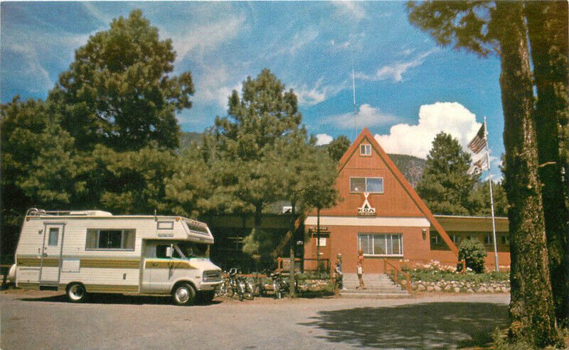Arizona Flagstaff 1960s RV Park Camper Denton roadside Postcard 22-10743