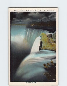 Postcard American Falls from Goat Island by Illumination, Niagara Falls, N. Y.