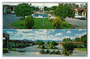 Postcard AZ Major Motel Tucson Arizona Miracle Mile Multi-View Old Cars Pool