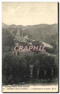 Old Postcard Lourdes Basilica and Vallee