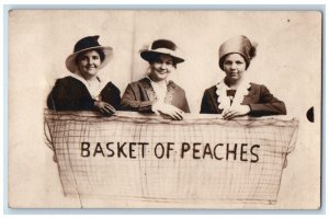 c1910's Basket Of Peaches Women Pretty Studio Dresses RPPC Photo Postcard 