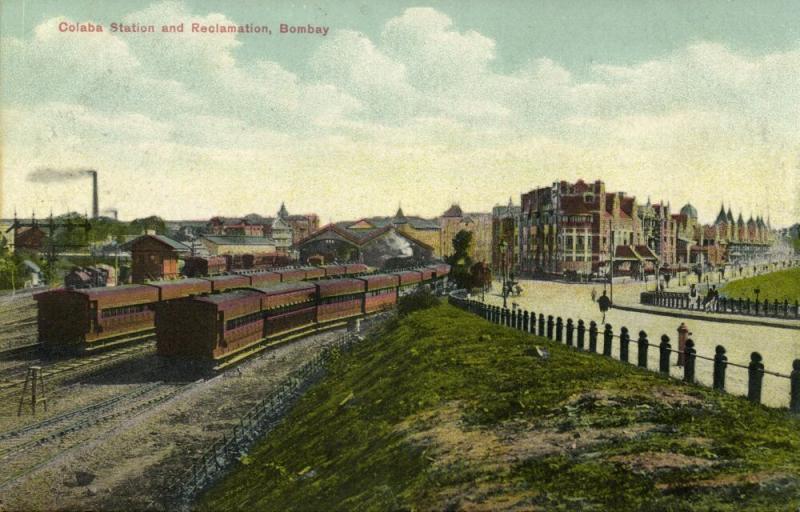 india, BOMBAY, Colaba Railway Station and Reclamation (1910s) Postcard