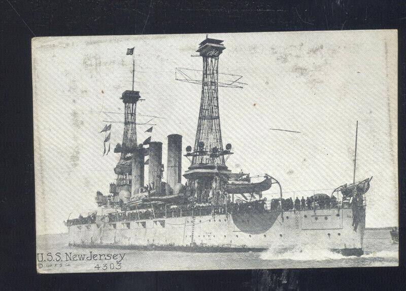 UNITED STATES NAVY BATTLESHIP USS NEW JERSEY MILITARY SHIP VINTAGE POSTCARD